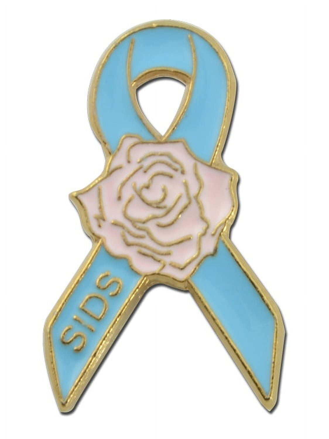 StockPins SIDS Pink and Blue Awareness Ribbon with Rose Lapel Pin