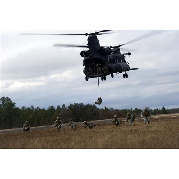 StockTrek Images PSTSTK108799MLARGE U.S. Soldiers with The 7th Special Forces Group Fast Rope Out of A Ch-47 Chinook Poster Print, 34 x 22 - Large