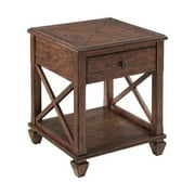 Alaterre Furniture Stockbridge 21-Inch Square Wood End Table with Drawer, Traditional Cherry Stain Finish, Sturdy Pine Construction