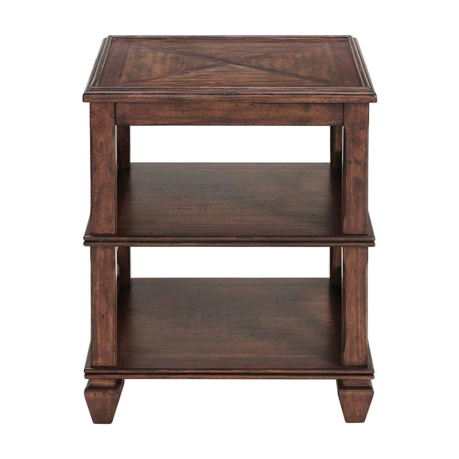 Alaterre Furniture Stockbridge 21" Square Wood End Table with Two Shelves