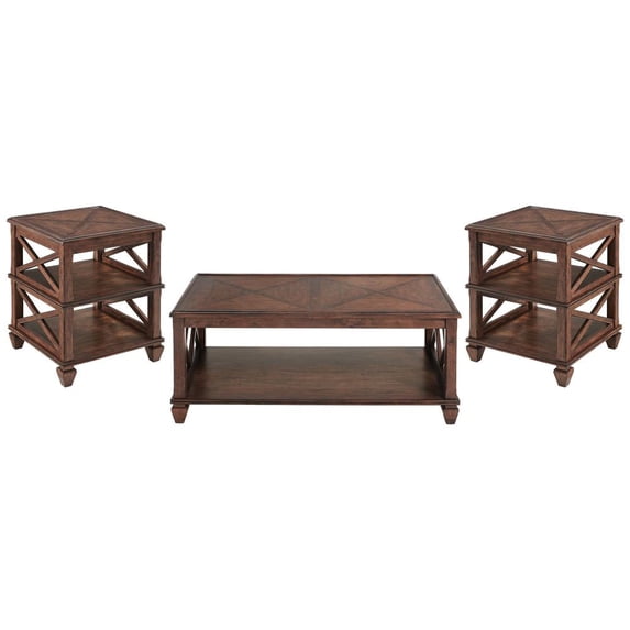 Alaterre Furniture Stockbridge 3-Piece Wood Living Room Set