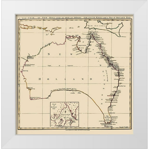 Stockdale 26x26 White Modern Wood Framed Museum Art Print Titled - Australia New Holland - Stockdale 1767