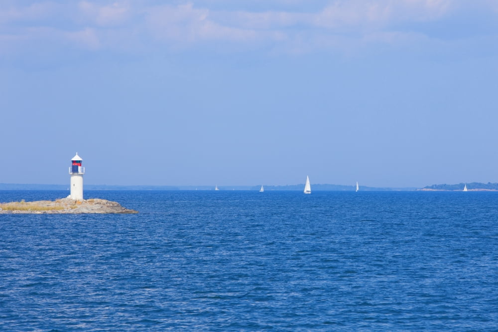 Stockholm Archipelago - Lighthouse on a tiny island Canvas Art - Panoramic Images (27 x 9)