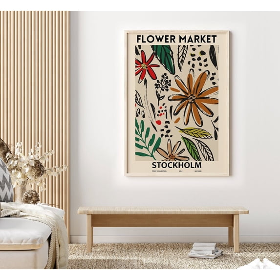 Stockholm Flower Market Poster, Abstract Floral Art Print Home Decor #1715, 12x18 UNFRAMED