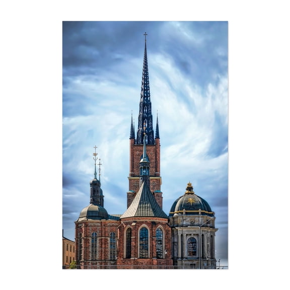 Stockholm Ridderholmen Church - Gamla stan Stockholm County Sweden Photography Cathedral Church Architecture Gothic Cityscape Religious Art Skyline Unframed Wall Art Print 32 x 48 inches