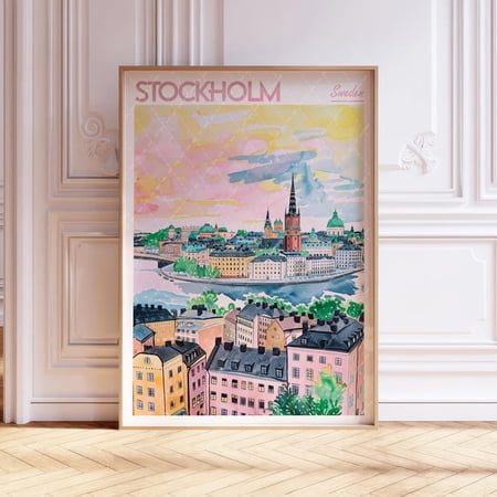 Stockholm Sweden Pastel Travel Unframed Paper Print