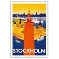 thumbnail image 1 of Stockholm - Sweden - Port of Stockholm and City Hall - Vintage Travel Poster by Iwar Donner c.1936 - Master Art Print (Unframed) 12in x 18in, 1 of 4