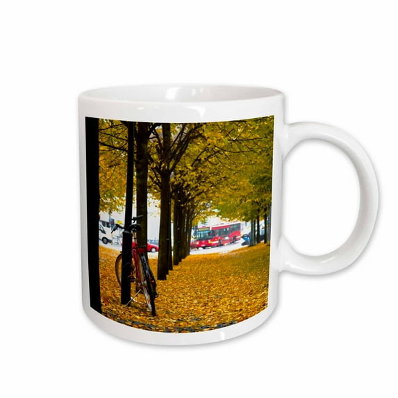 3drose, Stockholm, Sweden, Red Bicycle, Autumn - Eu28 Ist0018 - Inti St. Clair, 15oz Mug