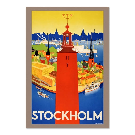 Stockholm Sweden Travel Poster, Unframed Paper Poster 16x20in