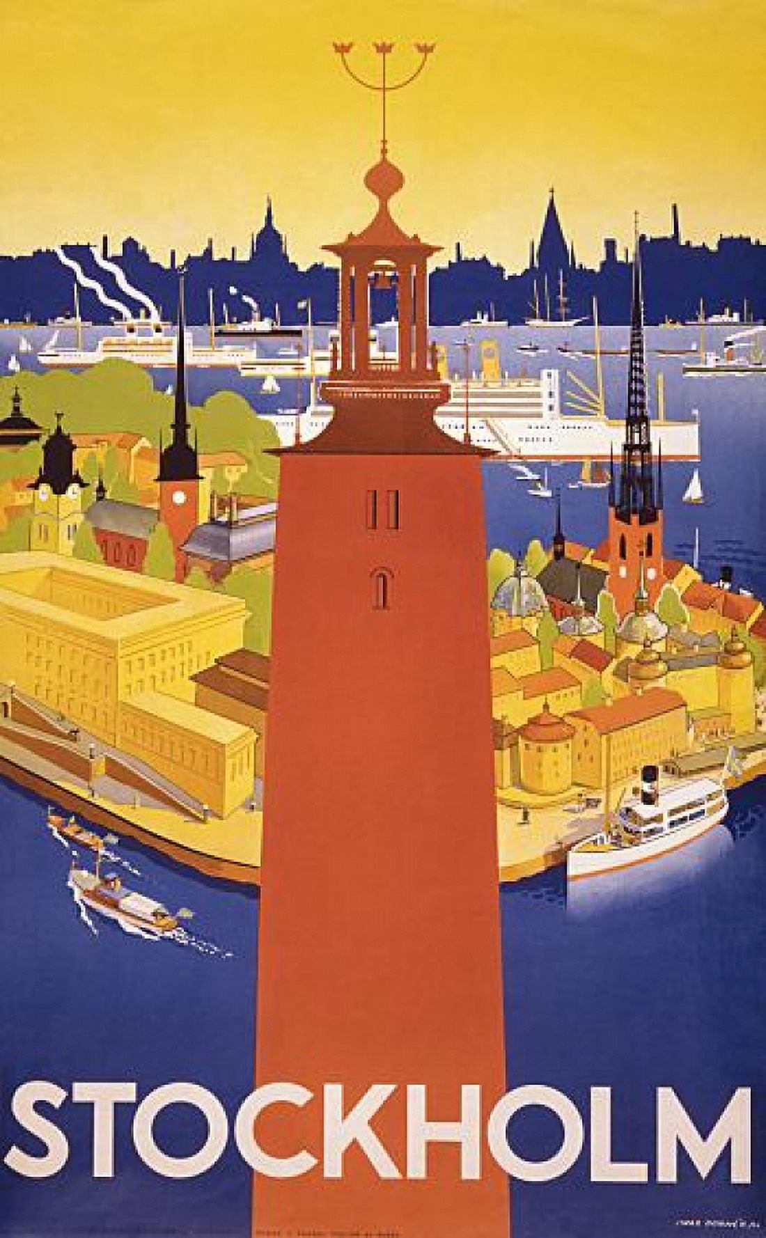 Stockholm Sweden Vintage Travel Canvas Art - (18 x 24)