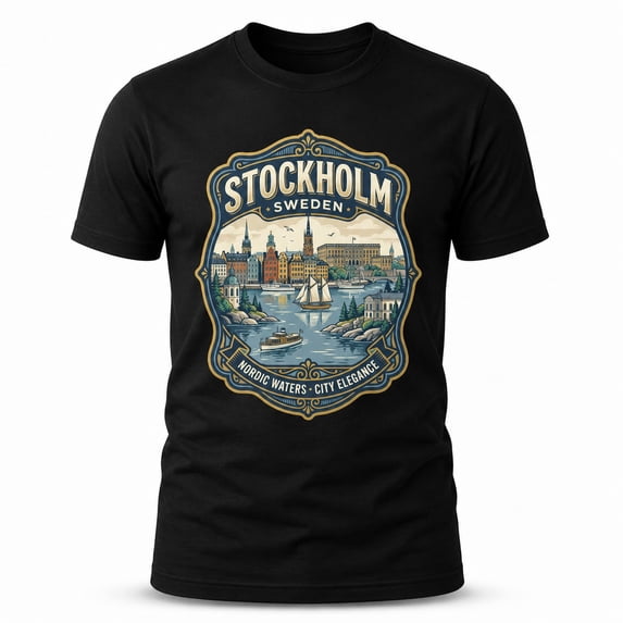 Stockholm Sweden Waterfront Graphic T-Shirt Unisex Travel Tee