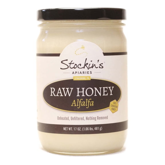 Stockin's Apiaries Raw Alfalfa Honey, Unheated, Unfiltered, & Nutritious, 17 Oz.