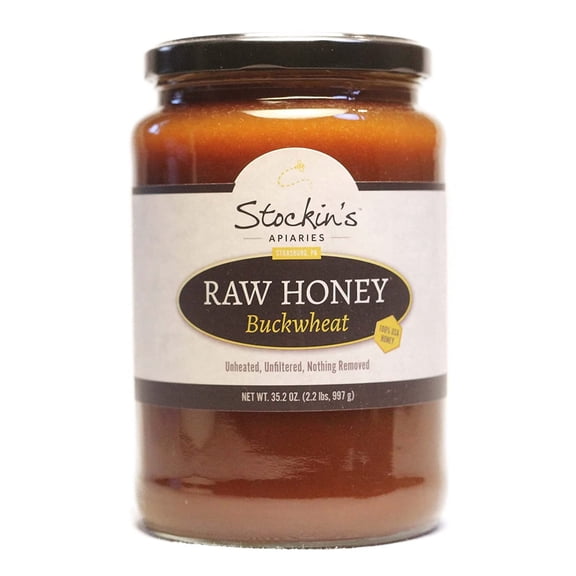 Stockin's Apiaries Raw Buckwheat Honey, Unheated, Unfiltered, & Nutritious, 35.2 Oz.