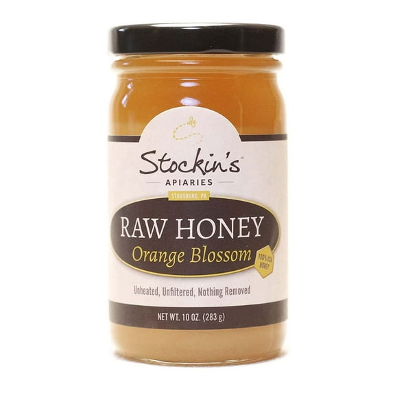 Stockin's Apiaries Raw Orange Blossom Honey, Unheated, Unfiltered, & Nutritious, 10 Oz.