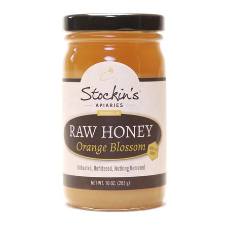 Stockin's Apiaries Raw Orange Blossom Honey, Unheated, Unfiltered, & Nutritious, 10 Oz.