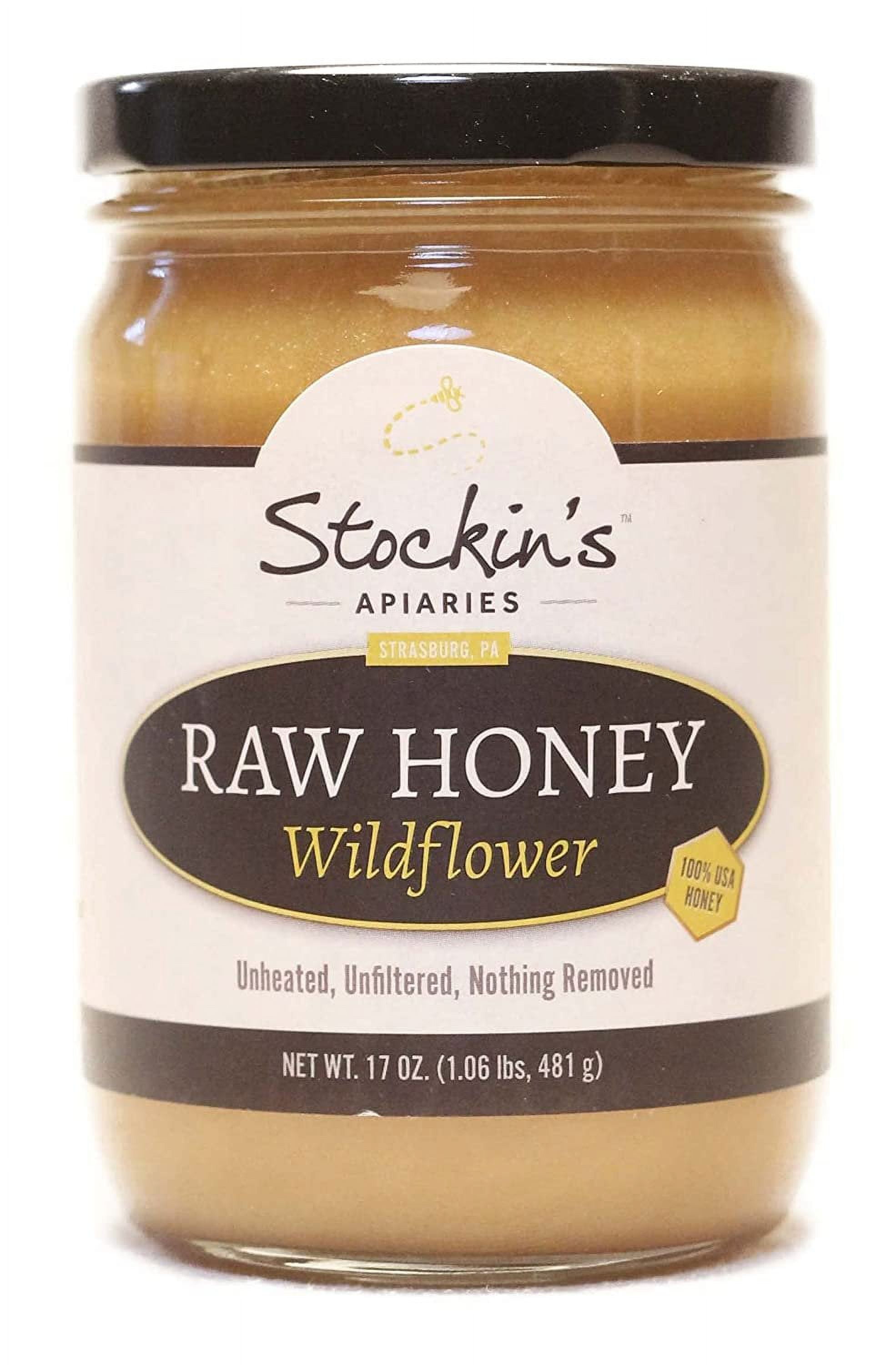 Stockin's Apiaries Raw Wildflower Honey, Unheated, Unfiltered, & Nutritious, 17 Oz., 17 Ounce Pack of 1