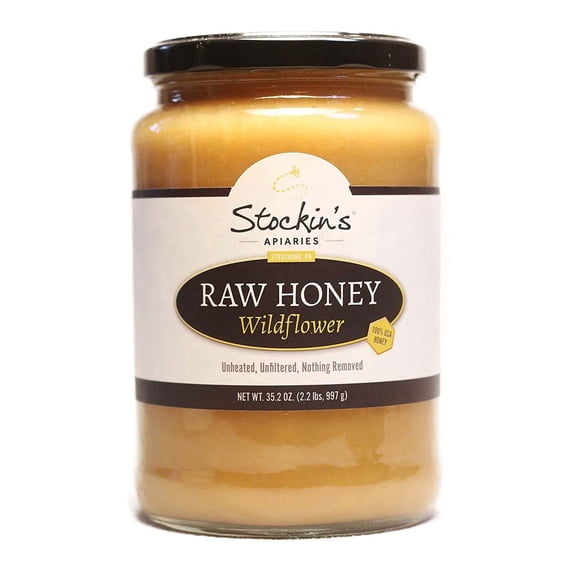 Stockin's Apiaries Raw Wildflower Honey, Unheated, Unfiltered, & Nutritious, 35.2 Oz.