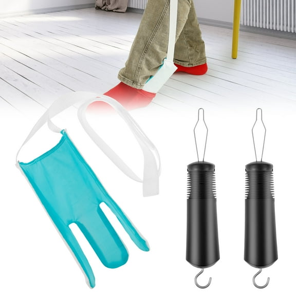 Stocking Aid with 2 Pcs 2 in 1 Button Hook and Zipper Pull for Putting Stockings Easy On and Off for Seniors Disabled Pregnant