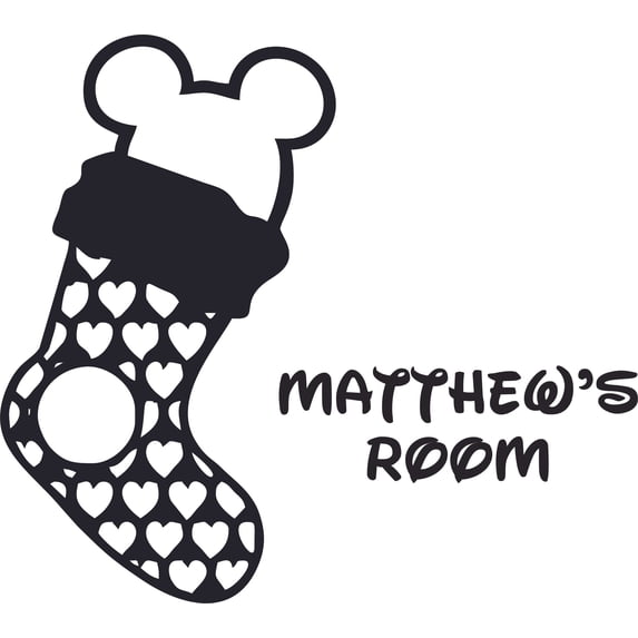 Stocking Heart Design Customized Wall Art Vinyl Decal - Custom Vinyl Wall Art - Personalized Name - Baby Girls Boys Kids Bedroom Decal Room Wall Art Stickers Decoration Size (10x8 inch)