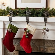 Stocking Holder, Christmas Mantel Hook, Festive Decorative Top Accent Style A, Clip on Mantel Mounting for Fireplace Shelf Stocking Wreath and Holiday Display