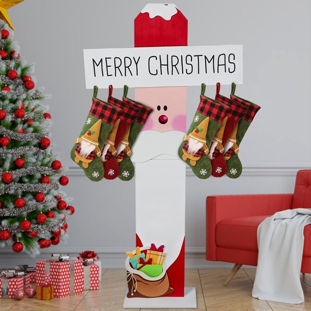 Stocking Holder Stand, Wooden Christmas Stocking Stand for Floor