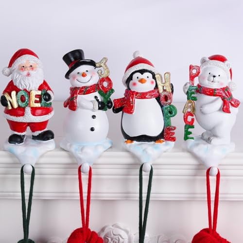 Stocking Holders for , 3D Stocking Holders, Christmas Stockings Holder Set of 4, Fireplace Stocking Hanger Hooks for Christmas Mantel Decoration$$Home Decor, Kitchen, & Other