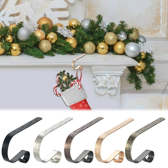 Stocking Hooks Under $5! Xqxayjr Christmas Stocking Hangers for Mantel, Metal Fireplace Hook with Non-Skid Design, Golden Stocking Holders for Holiday Decor, Reusable Christmas Accessories
