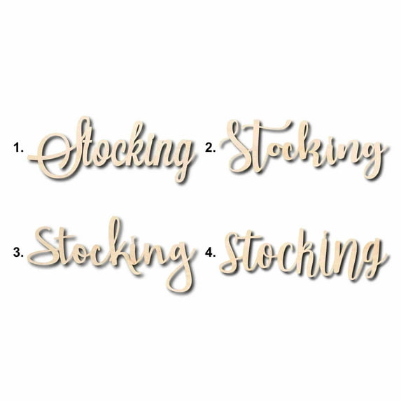 Stocking Sign Unfinished Wood Cutout Home Decor DIY Option 3- 16" Wide / 1/4"