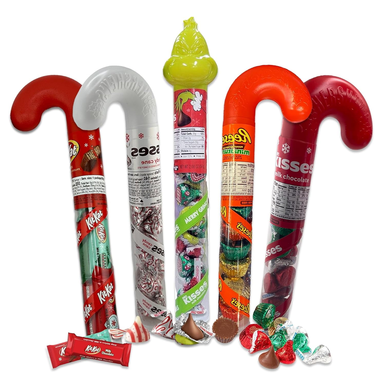 Stocking Stuffer Candy Cane Tube Variety 5 Pack Kisses Christmas Candy