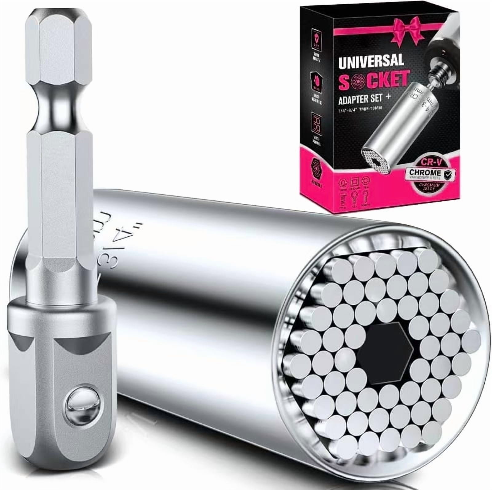 Stocking Stuffers for Adults Men, Super Universal Socket Tools, Christmas White Elephant Gifts for Men Dad Husband Handyman, Cool Gadgets Socket Set with Power Drill Adapter(7-19 Mm)