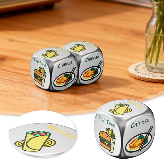 Stocking Stuffers Date Night Food Decision Dice Anniversary Wedding Valentines Birthday Couple Gifts(Silver-2Cm)