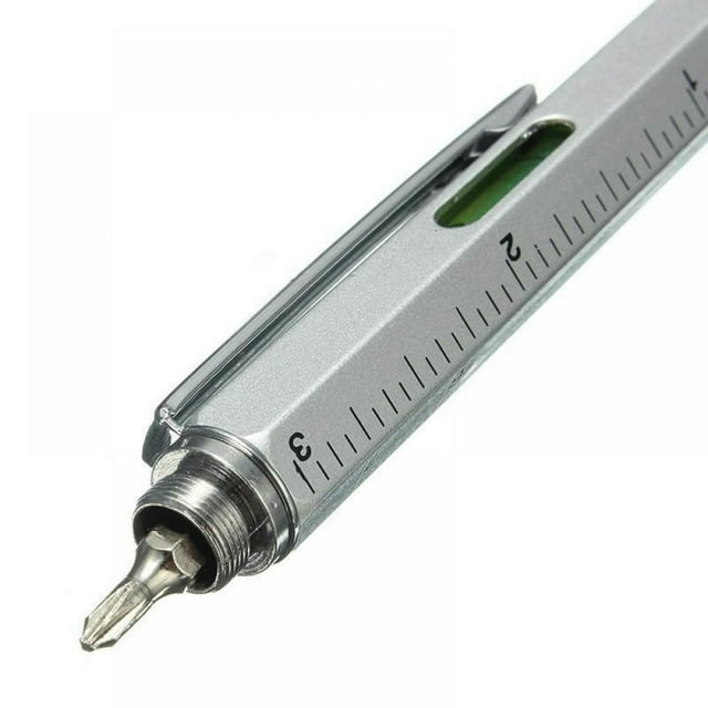 Multitool Pen Gadget Stylus, Ballpoint Pen, Ruler, Level, Screwdriver