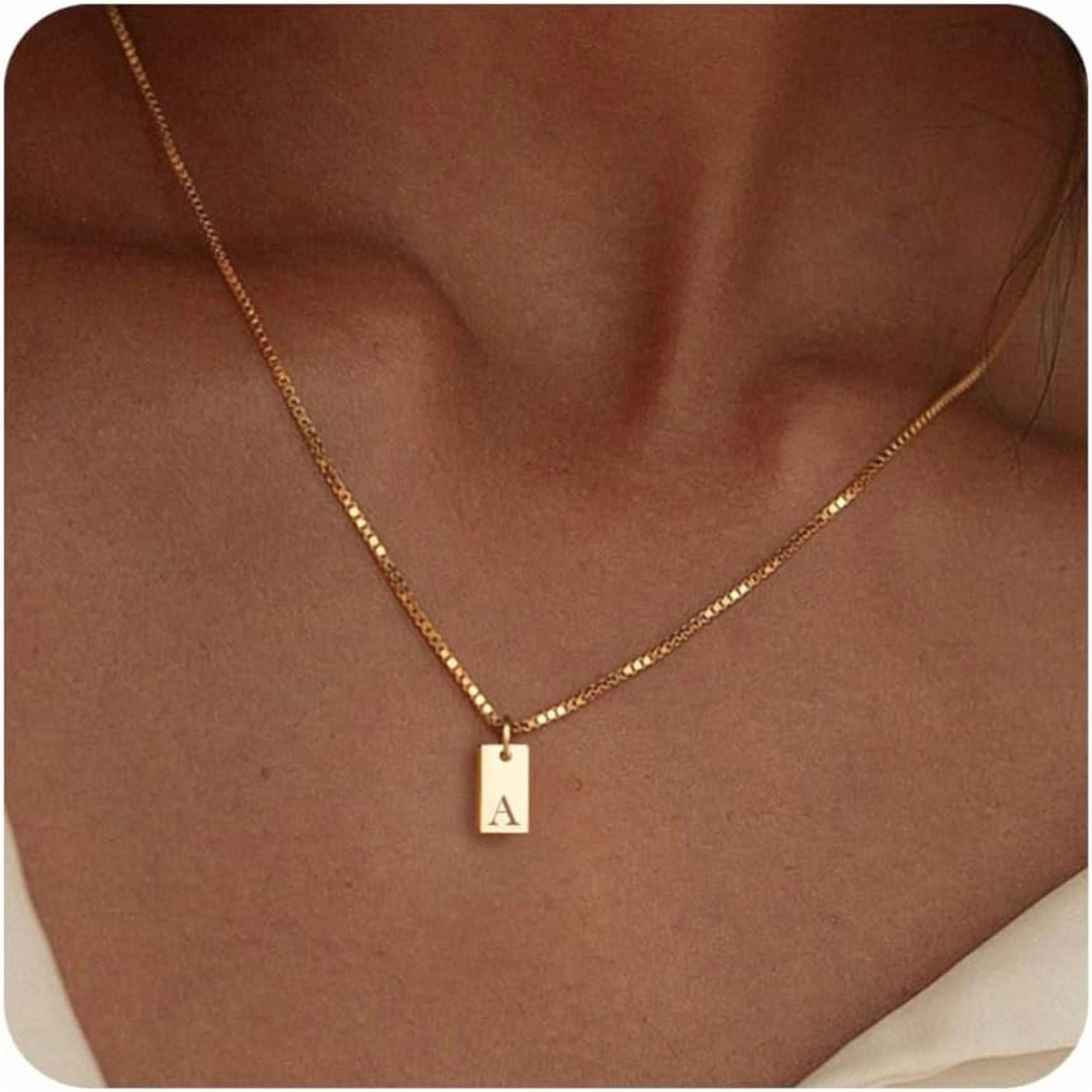 Stocking Stuffers Initial Necklaces for Women 14K Gold Plated Letter Necklace Dainty Name Pendant Necklace Personalized Christmas Gifts for Women Trendy Gold Jewelry