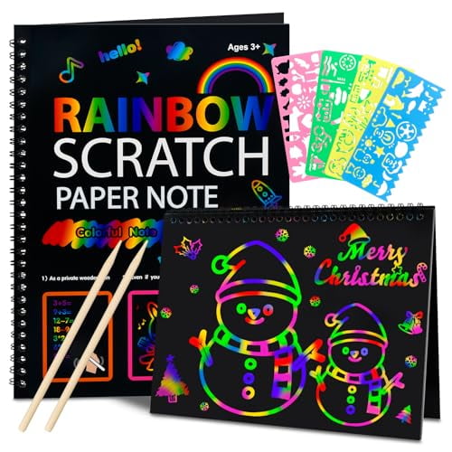 Stocking Stuffers for Kids Teen Girls: Scratch Paper Art Crafts Back to School Teacher Supplies Game Party Favors Activities Toys for Boy Ages 3-12 Years Old Valentines Birthday Gifts 2 Pack