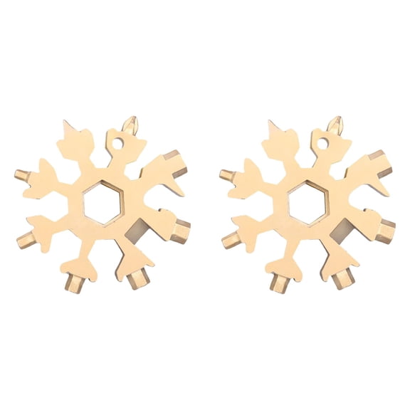 Stocking Stuffers for Men, 2Pcs 18-in-1 Snowflake Multi Tool, Christmas Birthday Gifts for Men Dad Husband Grandpa Him, White Elephant Gifts for Adults, Cool Gadgets for Men, 2.4", Gold