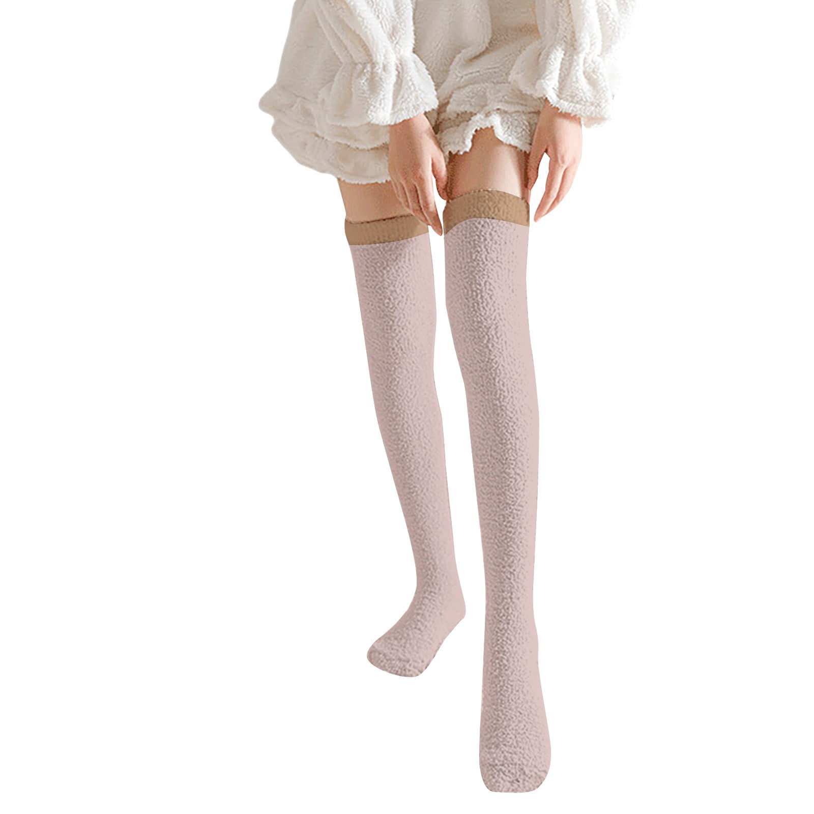 Stocking Stuffers for Women Knee Length Coral Fleece Socks Long Tube Socks for Autumn And Winter Warm Sleeping Socks Thickened Striped Floor Socks Stockings