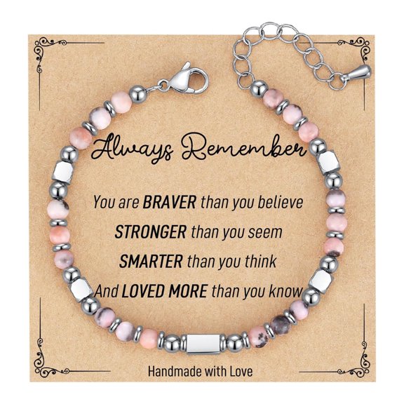 Stocking Stuffers for Kids Teens and Girls Tiny Gemstone Bracelets with Always Remember Inspirational Card Trendy Teenage Christmas Gifts