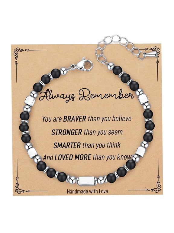 Christmas Gifts for Kids Teens and Girls Tiny Gemstone Bracelets with Always Remember Inspirational Card Trendy Teenage Stocking Stuffers