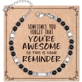 thumbnail image 1 of Bracelets Gifts for Women Teen Girls Natural Stone Bracelet 4MM Black Beaded Bracelets Boho Bracelet for Her Inspirational Jewelry, 1 of 8