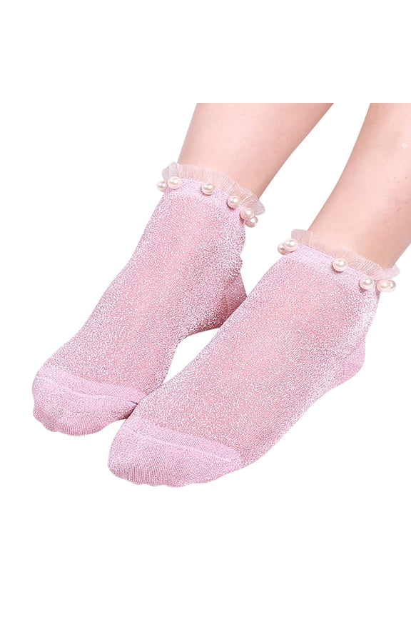 Stocking Stuffers for Women Fashion Thin Elastic Net Transparent Mesh Stockings Ankle Socks Slouch Sock With Pearls Multicolor Stockings