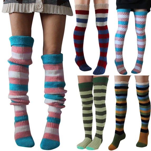 Stockings Cotton Ladies High Women Warm Socks Girls Warm Thigh Over Knee Long Christmas Knit Socks