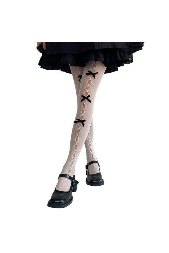 Stockings for Graceful Women Lolita Tights with Bows Cute Mesh Halloween Stockings 80S 90S Female Girls Gothic Lace Stockings Leggings Fall Fashion Must Have