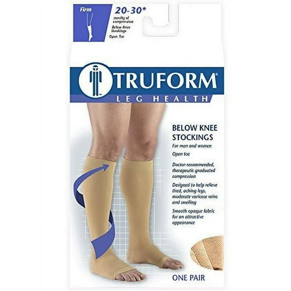 Stockings, Knee High, Open Toe: 20-30 mmHg, Beige, Medium