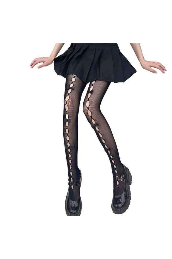 Stockings for Pretty Women Lolita Tights with Bows Cute Mesh Halloween Stockings 80S 90S Female Girls Gothic Lace Stockings Leggings Fall Fashion Must Have