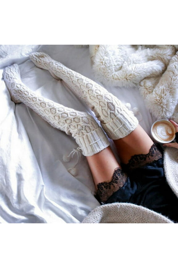 Stockings Stockings Ladies High Women Warm Socks The Girls Warm Thigh OVER KNEE Long Christmas Knit Socks Knee High Nylons Bulk Fishnet Stockings for Women Sheer Lingerie for Women Garter Lingerie for