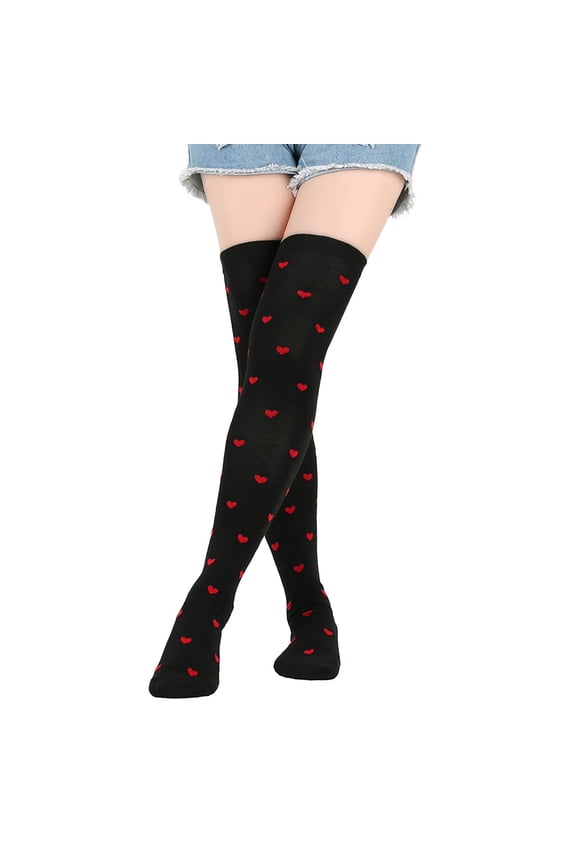 Stockings Valentine's Day Womens Stockings Thigh High Over The Knee Socks Heart Lips Pattern Long Knee High Socks for Women Mens Socks Galentines Day Socks