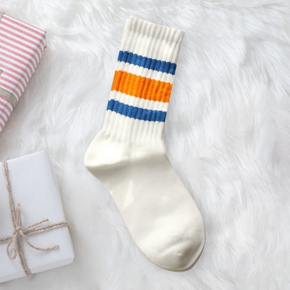 Stockings for Home and Daily Wear - Japanese Style Thick Lined Long Socks for Relaxed Comfort and Mid Calf Casual Wear, Orange