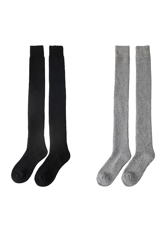 Stockings for Women Wool Over-The-Knee Stockings Thick Winter Warm Woolen Thermal Hosiery for Autumn and Winter 2 Pairs
