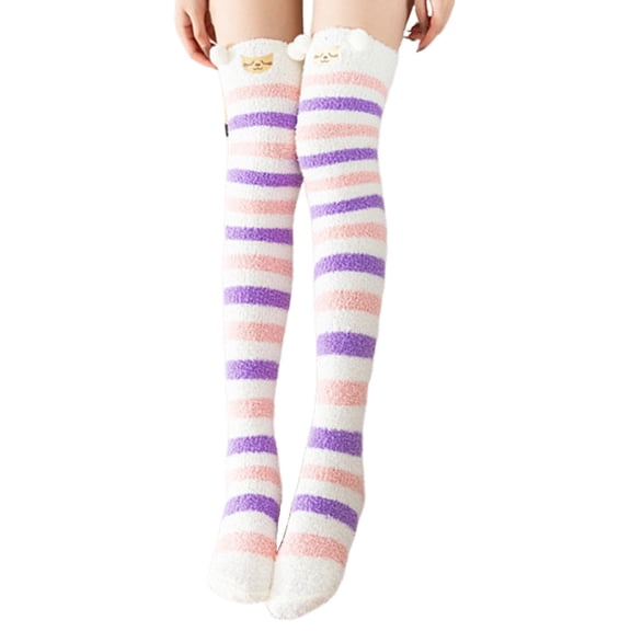 StockingsFuzzy Over Knee Cartoon Thigh High Home Socks Winter Socks Socks Women's Warm High Leggings Warm Socks