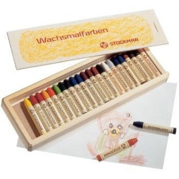 Stockmar Beeswax 24 Stick Crayons in Wooden Storage Case